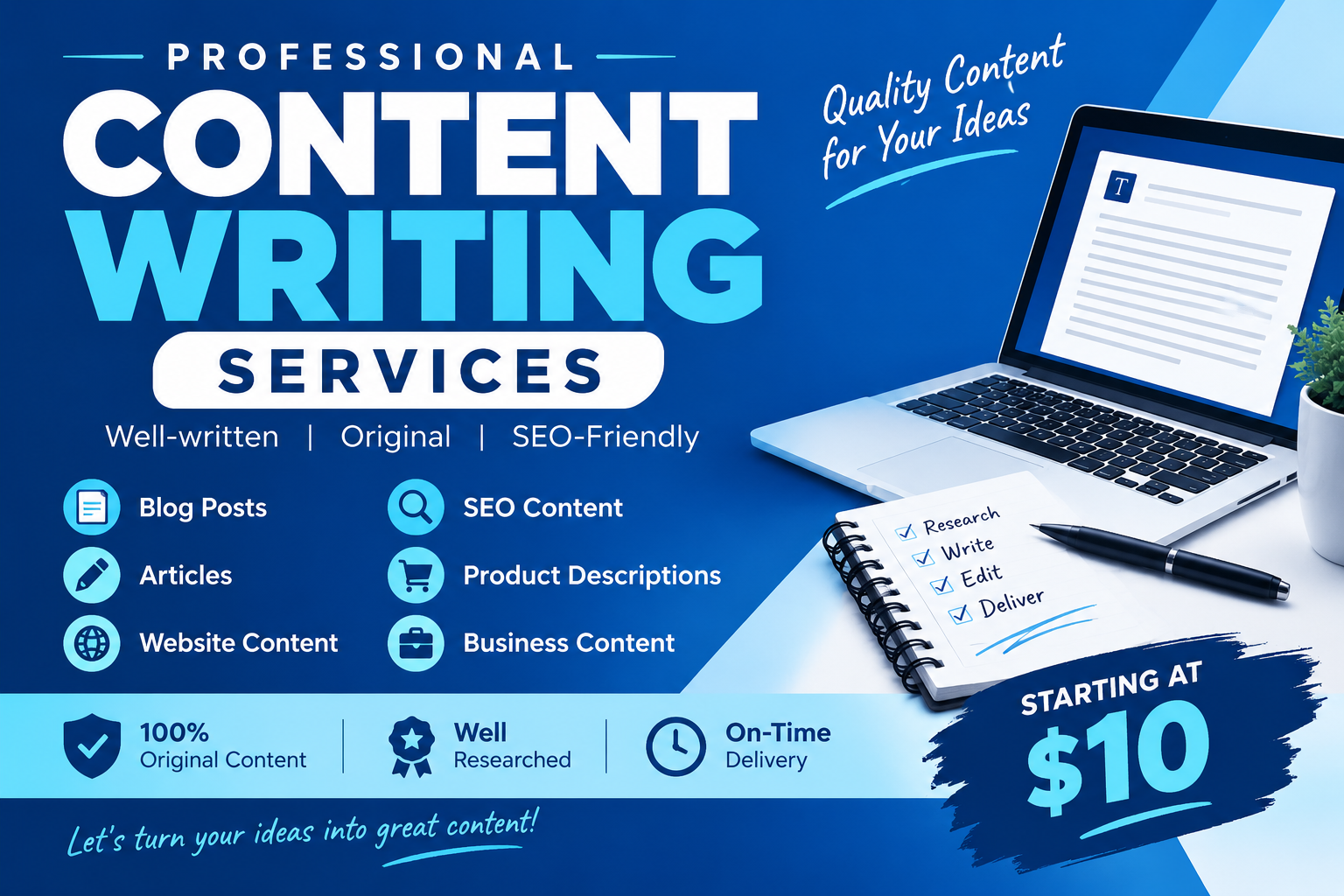 I Will Write High Quality SEO Friendly Articles and B...