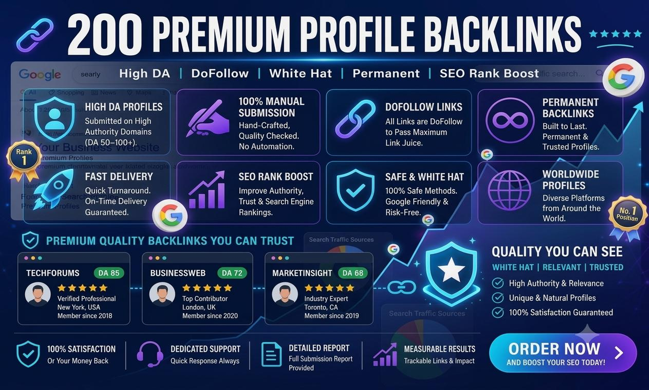 I will build 200 top quality high DA profile SEO back...
