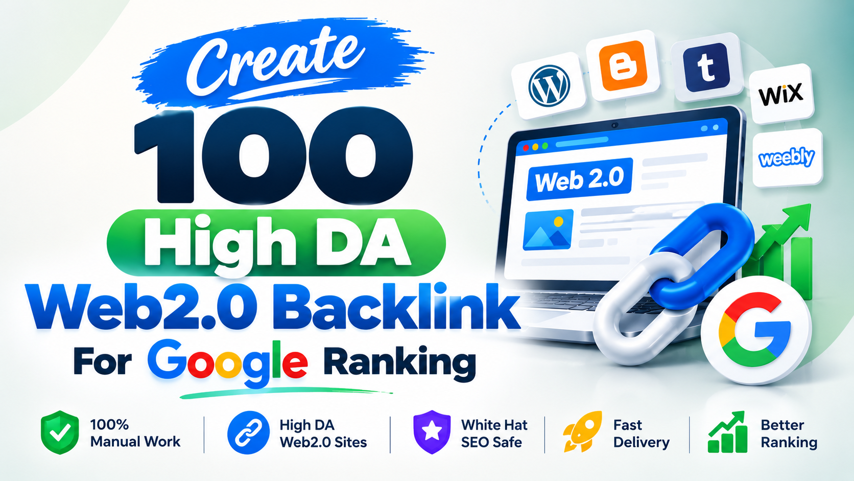I Will Build 100 High DA Web 2.0 Backlinks for Powerf...