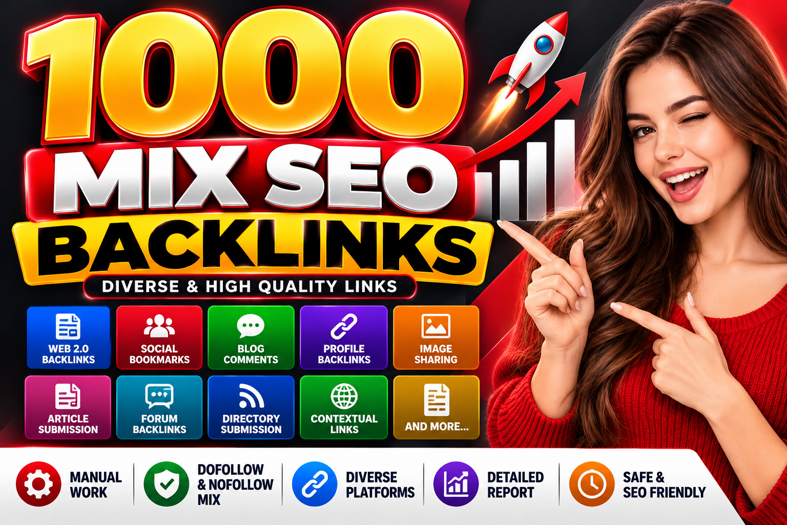 Get Build 1000 High Authority Dofollow Powerful Mix S...