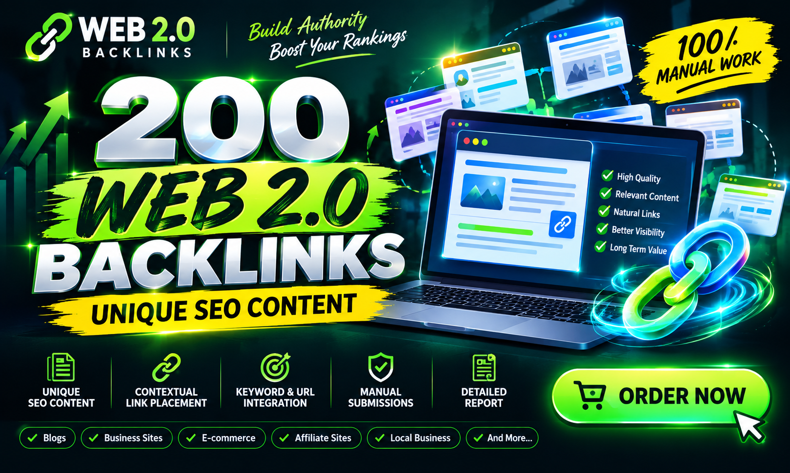 I Will Build 200 Manual Web 2.0 Backlinks With Unique...