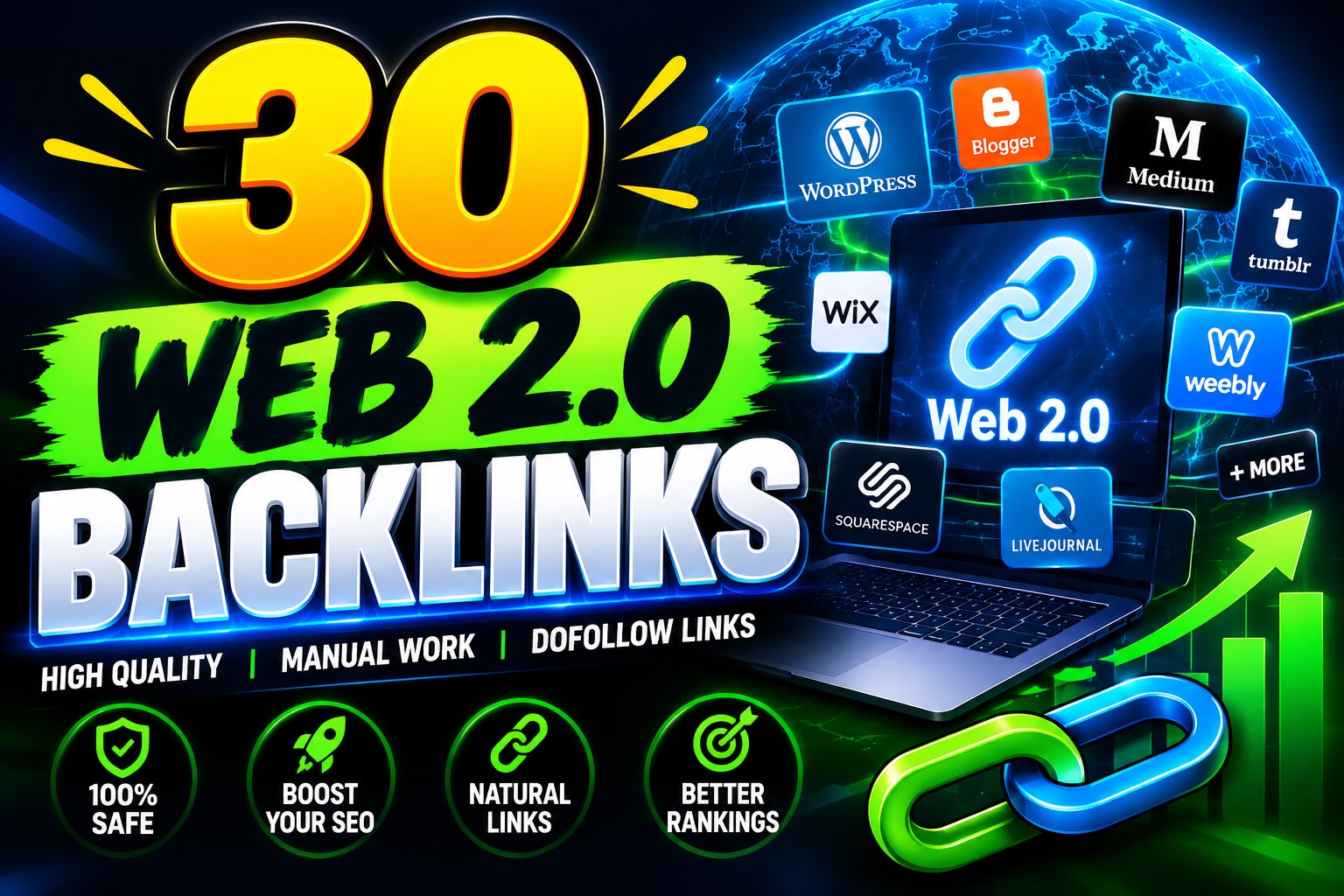 30 High Quality Web 2.0 Backlinks Manual SEO Backlink...