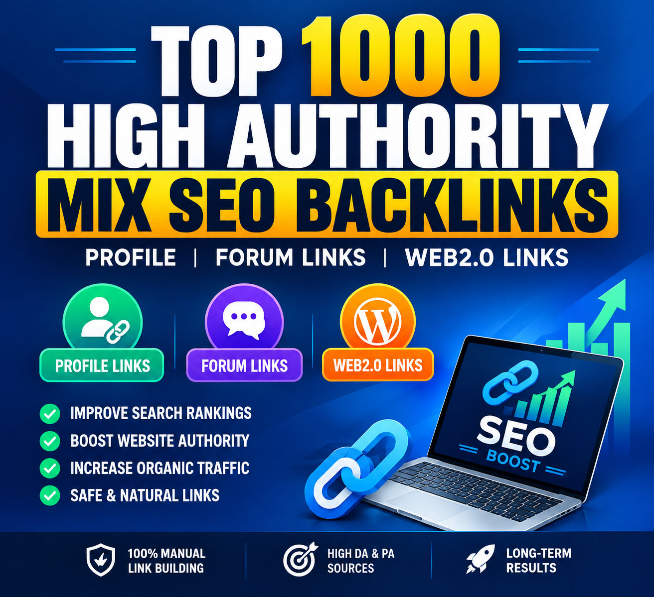 Top 1000 High Authority Mix SEO Backlinks - Profile, ...