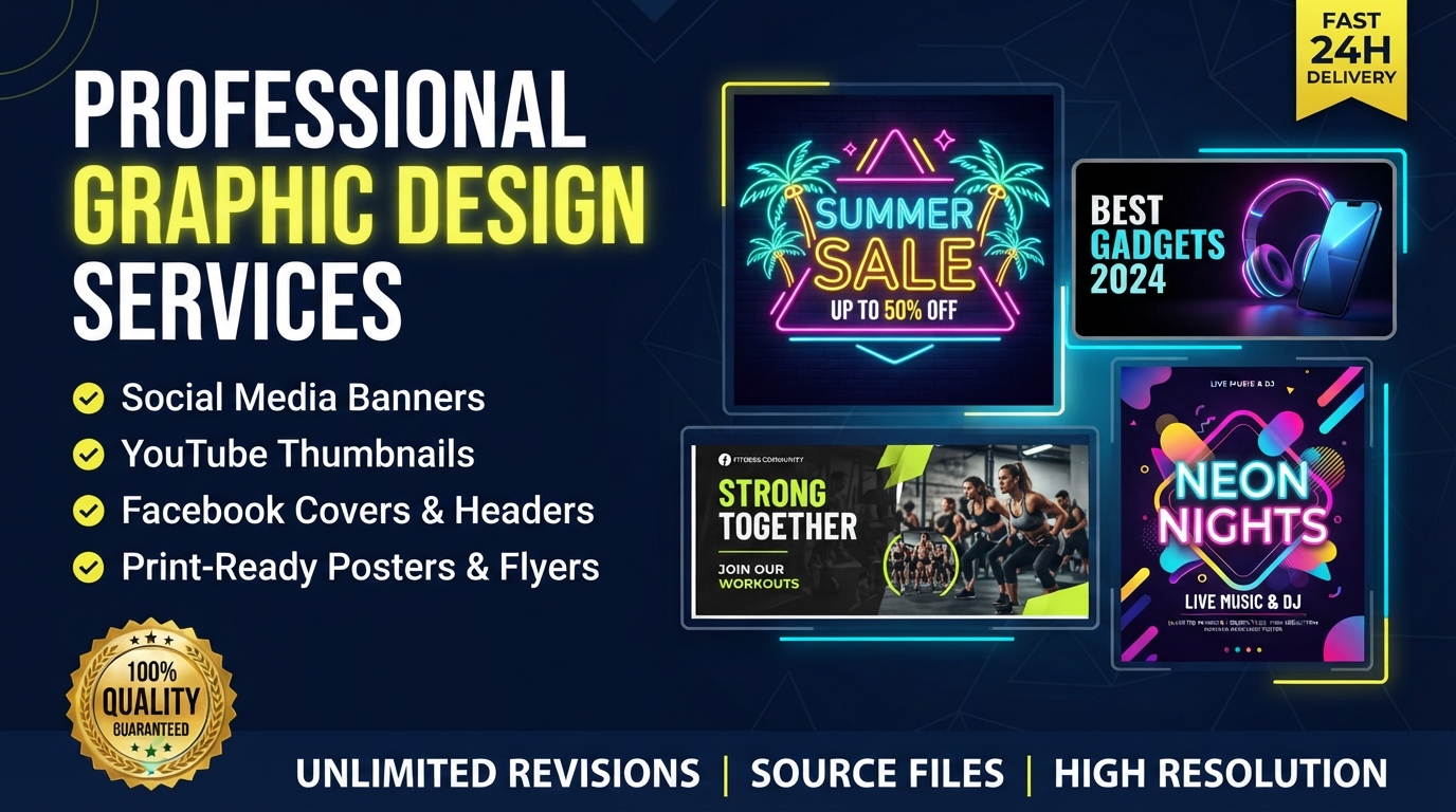 I will design professional banner, youtube thumbnail...