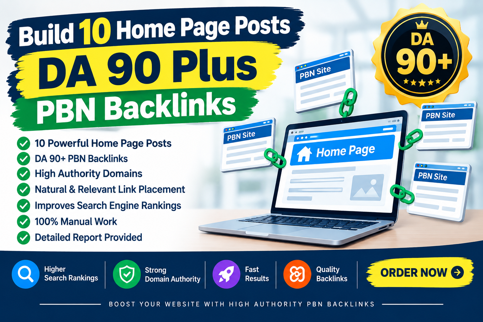 Build 10 Home Page Posts DA 90 Plus PBN backlinks