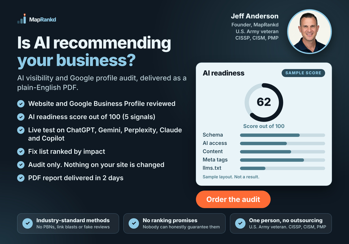 I will audit your local business for AI search and Go...