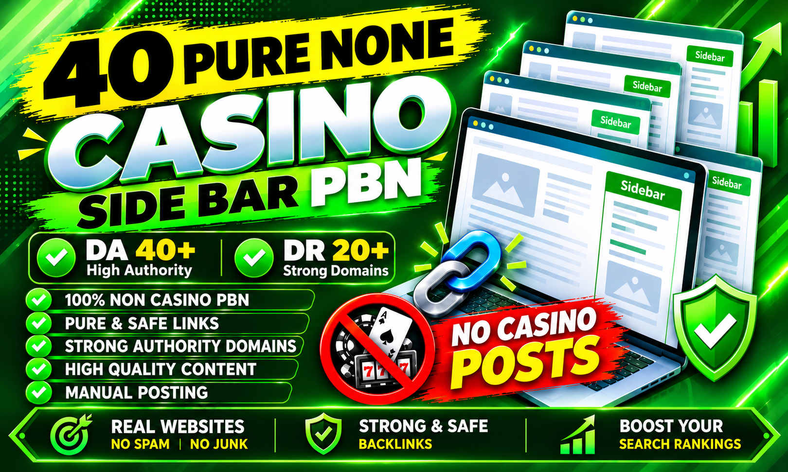 Premium 40 PBN Sidebar Blogroll Footer DR20+ DA40+ An...