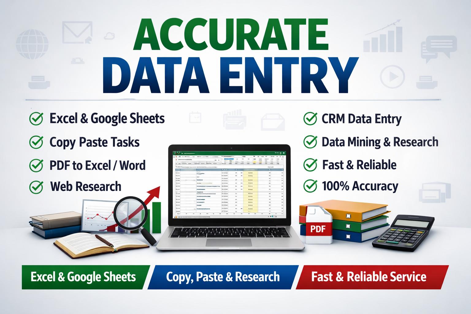 I will do accurate data entry and online research.
