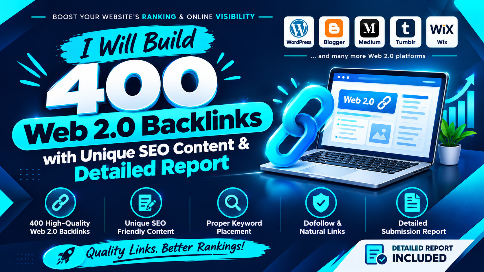 I Will Build 400 Web 2.0 Backlinks with Unique SEO Co...
