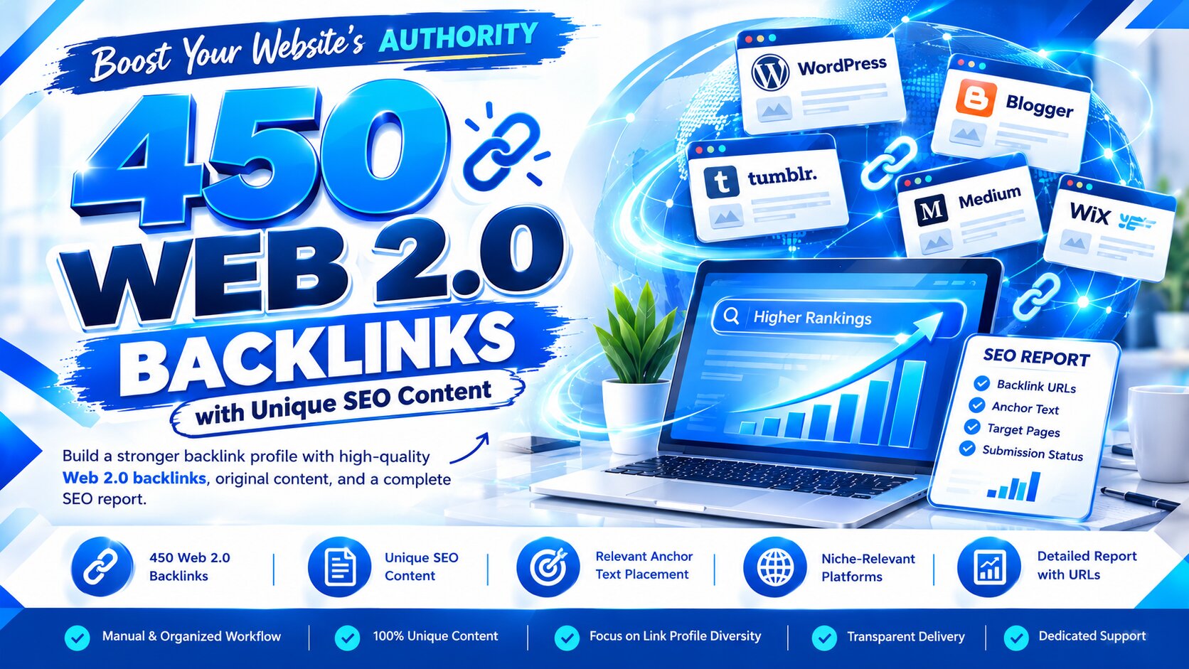 I Will Build 450 Powerful Web 2.0 Backlinks with Orig...