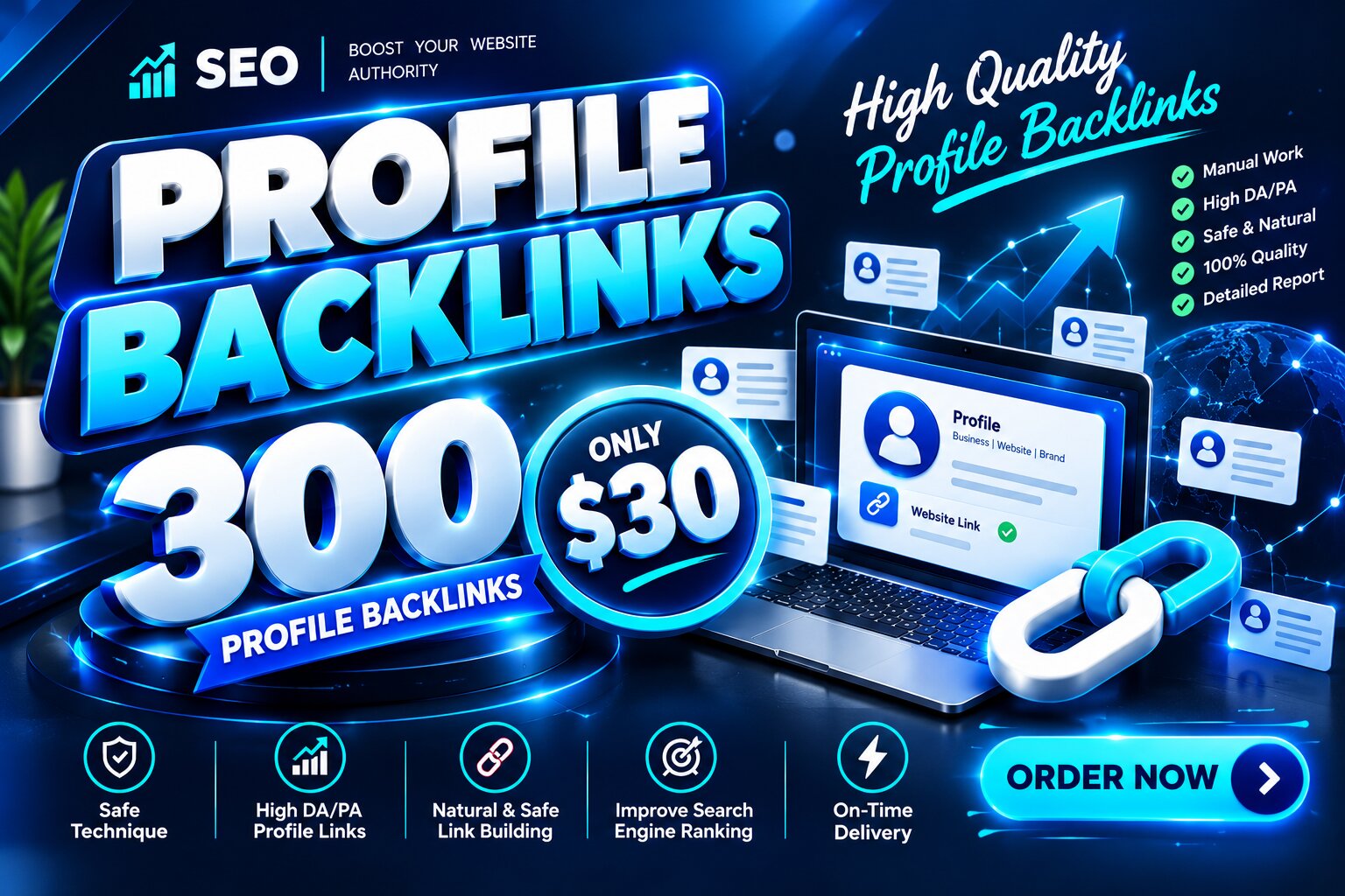 I Will Create 300 High DA Profile Backlinks for SEO L...