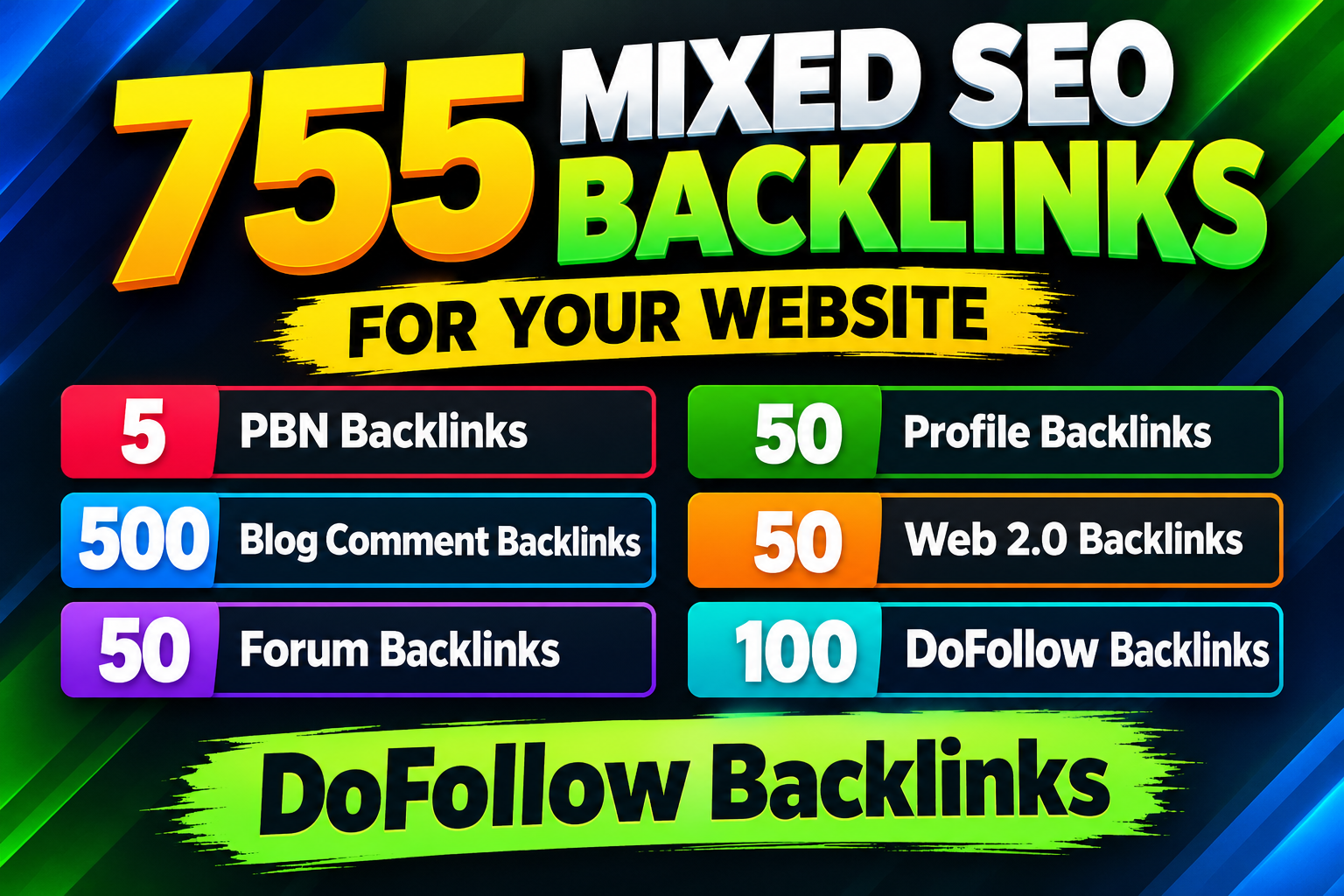 I Will Build 755 Mixed SEO Backlinks Including DoFoll...