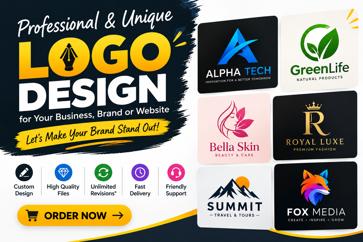 I will design a professional and unique logo design f...