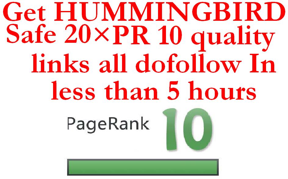 Get HUMMINGBIRD Safe 35&times PR 10 quality links all...