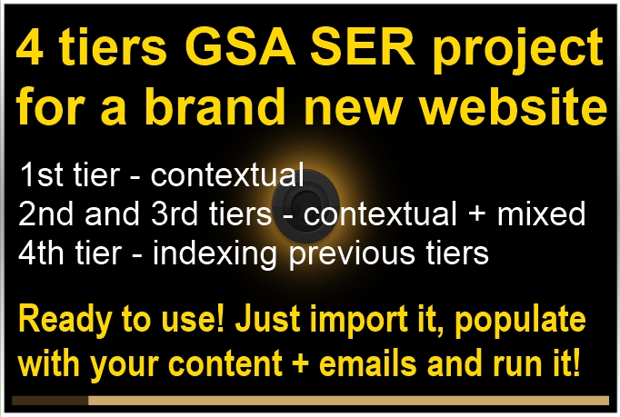 I will create 4 tiers GSA SER project ready to use fo...