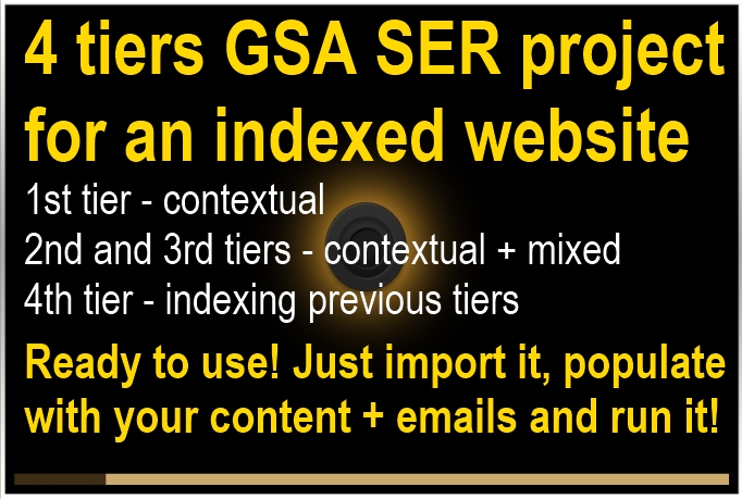 I will create 4 tiers GSA SER project ready to use - ...