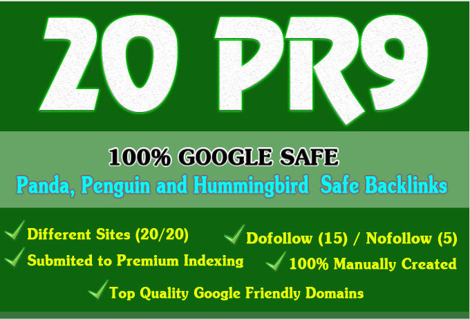 Manually Create 20 PR9 Safe SEO High Pr Backlinks Fro...