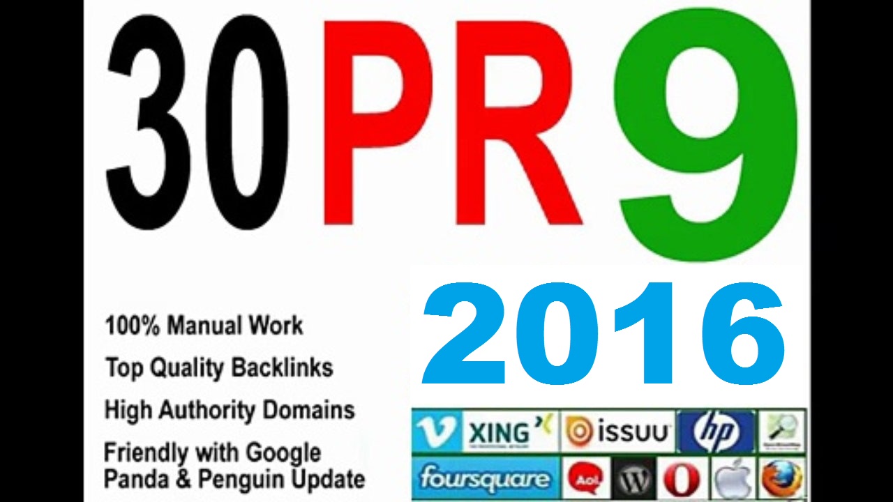 I will manually create 30 High AUTHORITY PR9 Backlink...