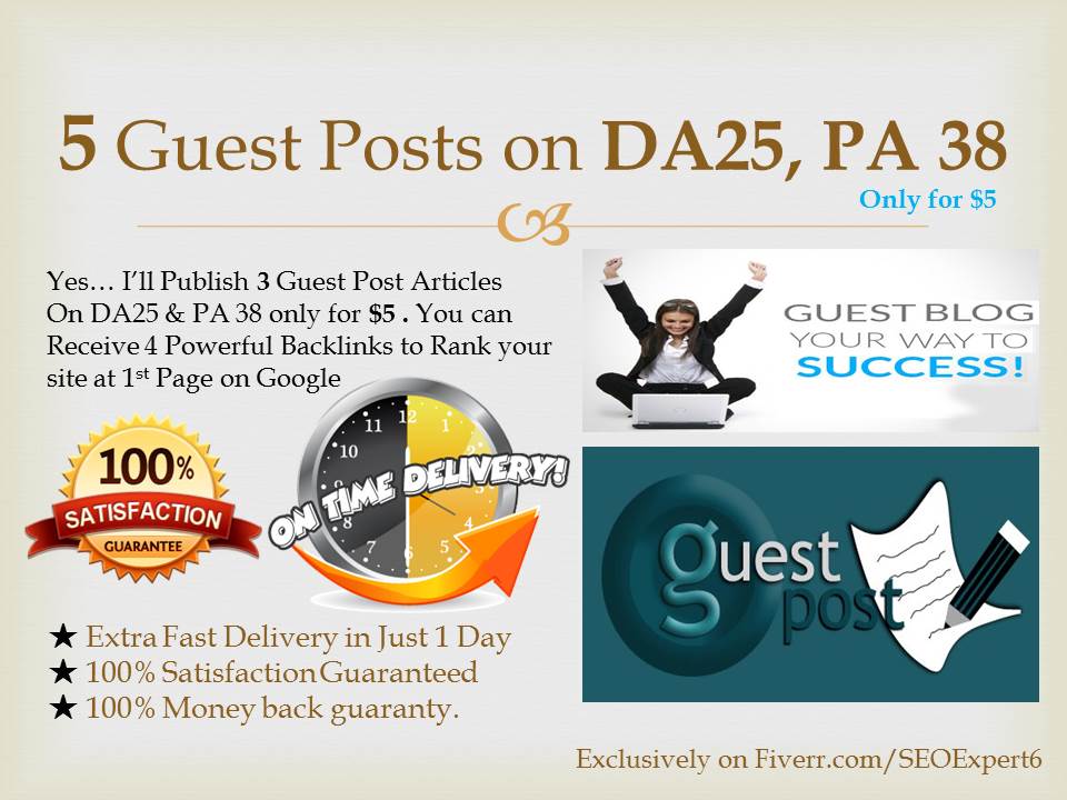 Publish 5 Guest Posts on my High Matrics DA25 & P...
