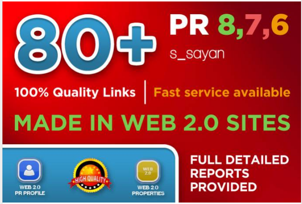 create 80 Real High Pr BACKLINKS, Dofollow PR8, PR9...