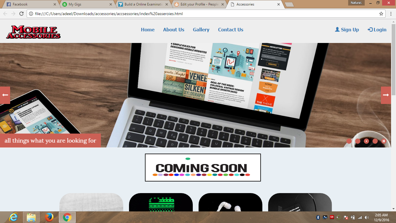 1 page front end website page