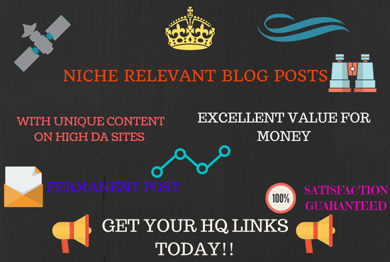 NICHE BLOG POSTS ON DA 20+ SITES