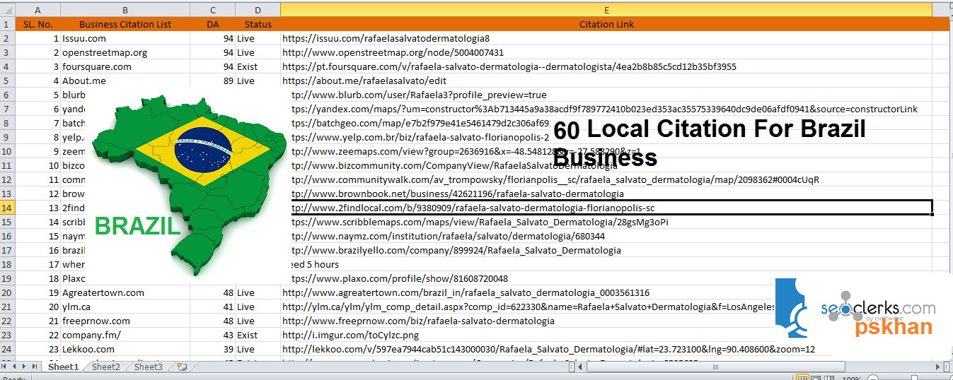 Create Brazil 60 Local SEO Citation For Brazil Busine...