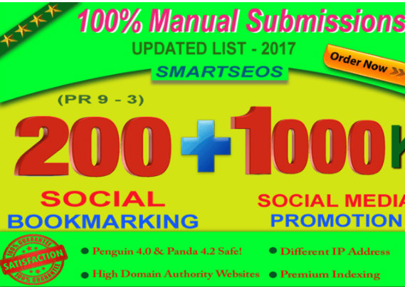 Manual Social Bookmarking Upto 200 Sites PR 9 To 3 Wi...