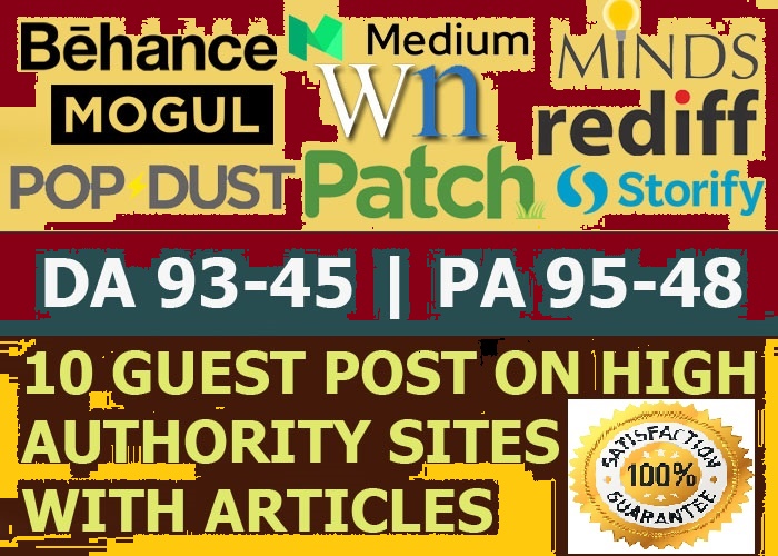 Write and Publish 10 X High Authority Guest Post DA 9...