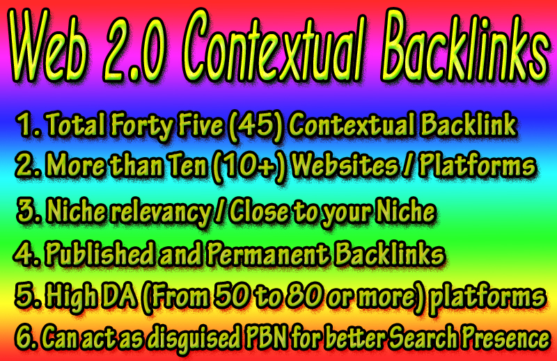 45 Permanent Web 2.0 Contextual Backlinks from High D...