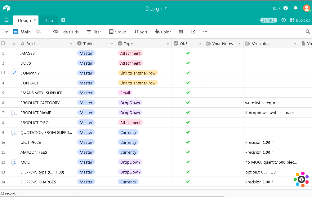create manage database in Airtable