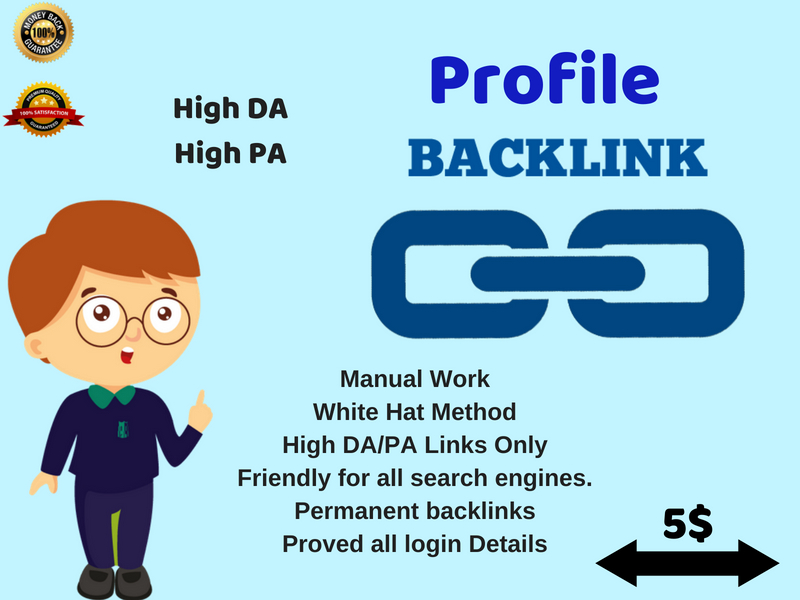 Provide 50 authority High DA, PA profile Backlinks f...