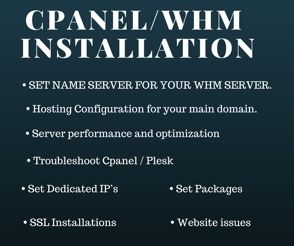 Install Cpanel Whm or Plesk At Vps Or Dedicated Serve...