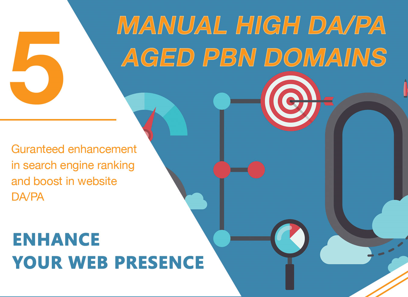 Get Your GOOGLE Serp Higher With 5 Permanent DA35+ PB...