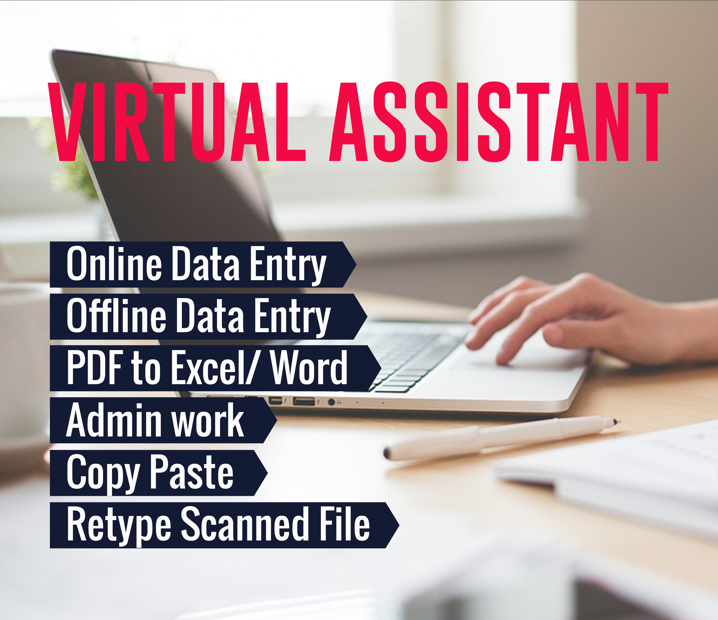 be your virtual assistant for web research, data ent...