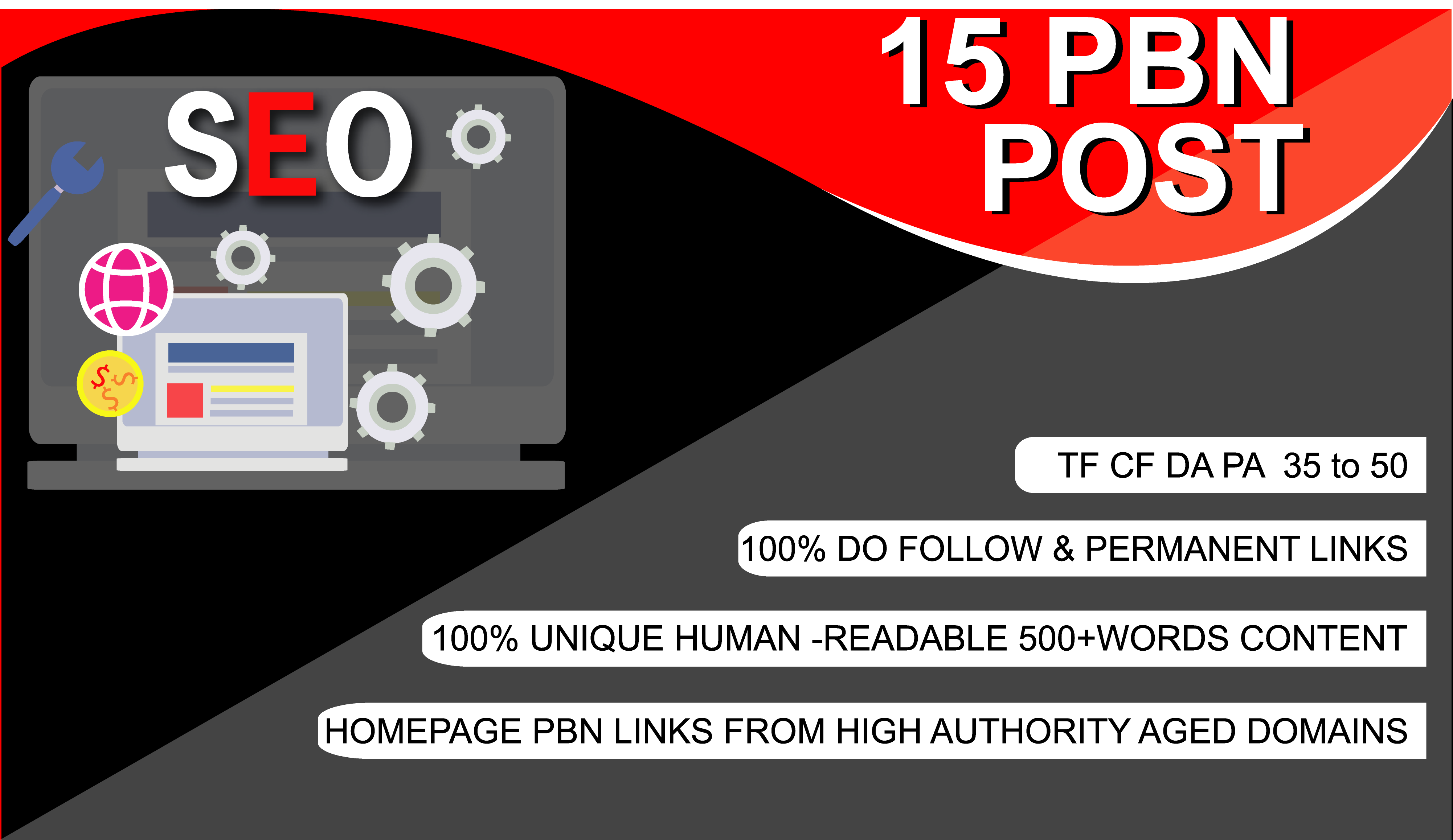 Homepage high DA PA CF TF 35 Plus 15 PBNs Backlinks