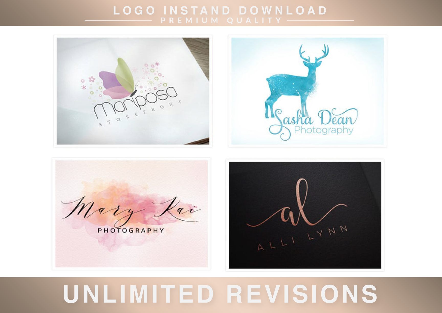 Hand Drawn Feminine Signature Watercolor Logo In 24 H...
