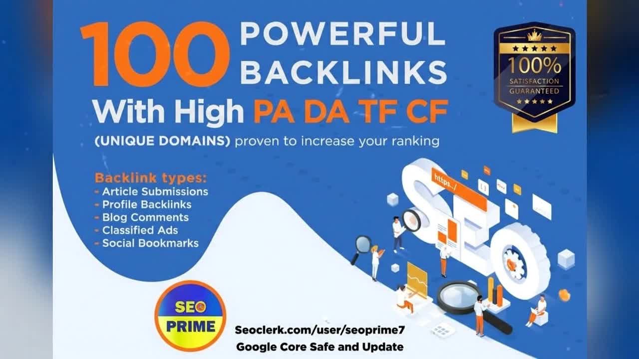 Increase Ranking with 100 Unique Domain High Authority Backlinks PA DA TF CF (Upto 100)