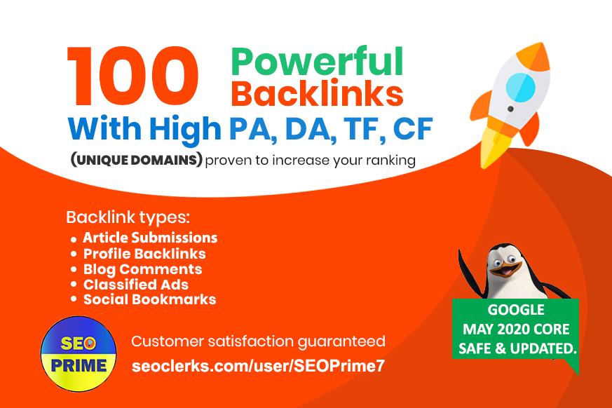 Increase Ranking with 100 Unique Domain High Authority Backlinks PA DA TF CF (Upto 100)
