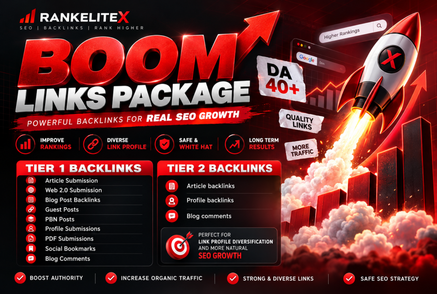 BOOM SEO Package &ndash; DA 40+ Tier 1 & Tier 2 Backlinks for Powerful SEO Growth