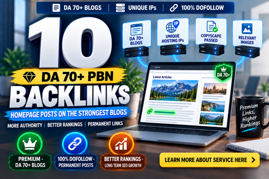 10 Premium DA70+ Homepage PBN Backlinks, Permanent DoFollow, Unique IPs