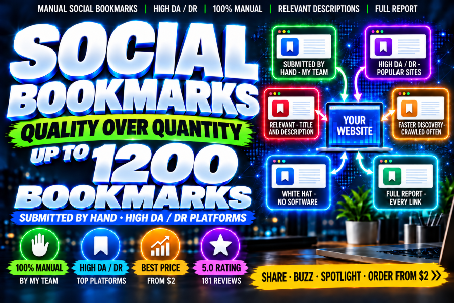 100 Manual Social Bookmarks Backlinks on High DA DR Platforms, Quality Over Quantity
