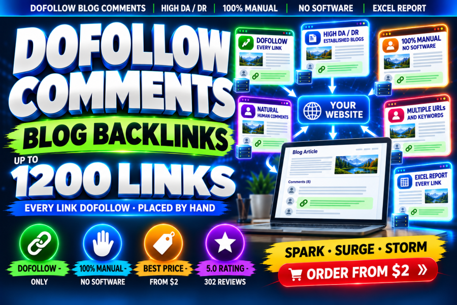 Do 200 DoFollow Blog Comments Backlinks on High DA DR Blogs, Manual Only