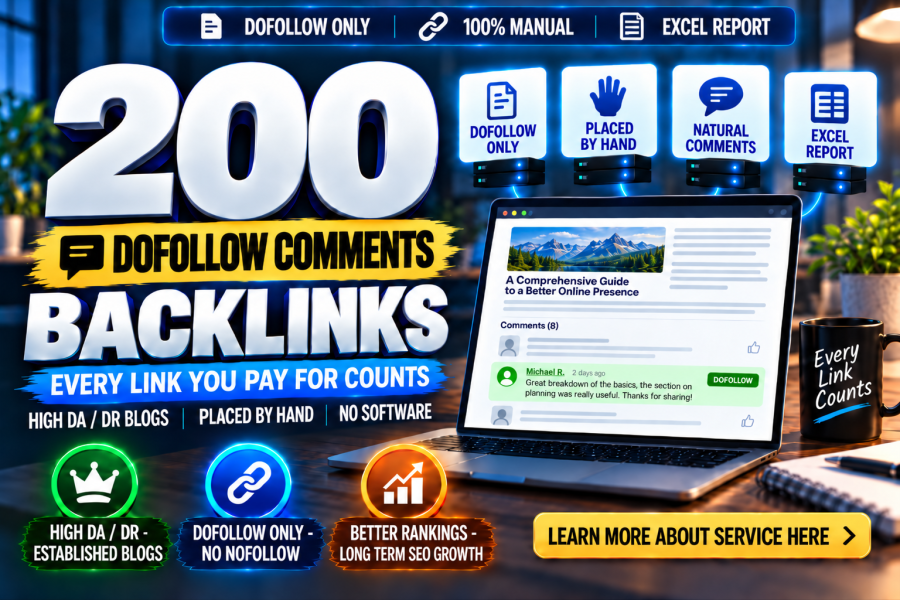 Do 200 DoFollow Blog Comments Backlinks on High DA DR Blogs, Manual Only