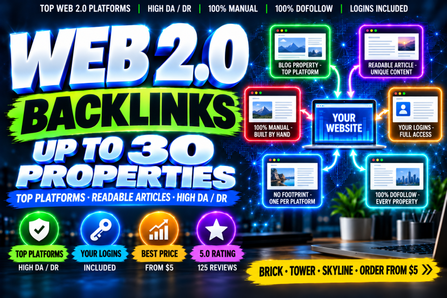BOOST YOUR SERP by Building 10 High DA DR Web 2.0 Backlinks on Top Platforms Manually