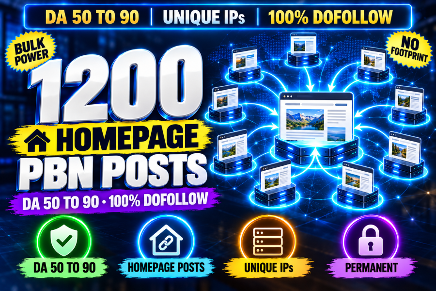 Rank 1200 PBN on DA 50 to 90 Unique Domains Permanent Do Follow Homepage SEO Backlinks