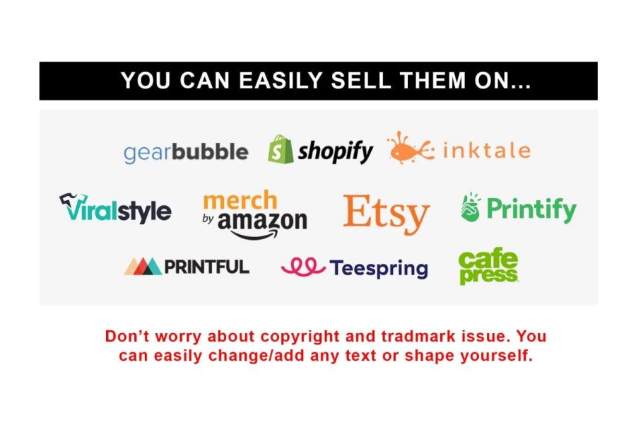 I will give you 300 random editable designs for your merch business