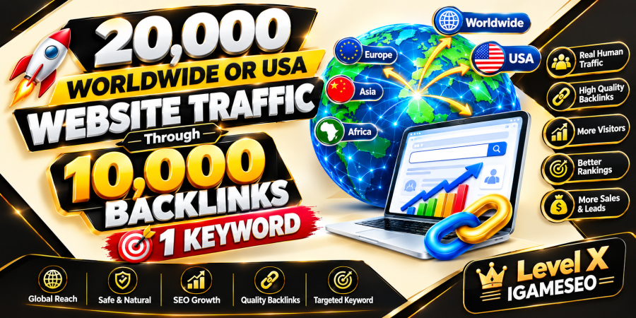 20,000 Worldwide Or USA Website Traffic Through 10,000 Backlinks 1 Keyword