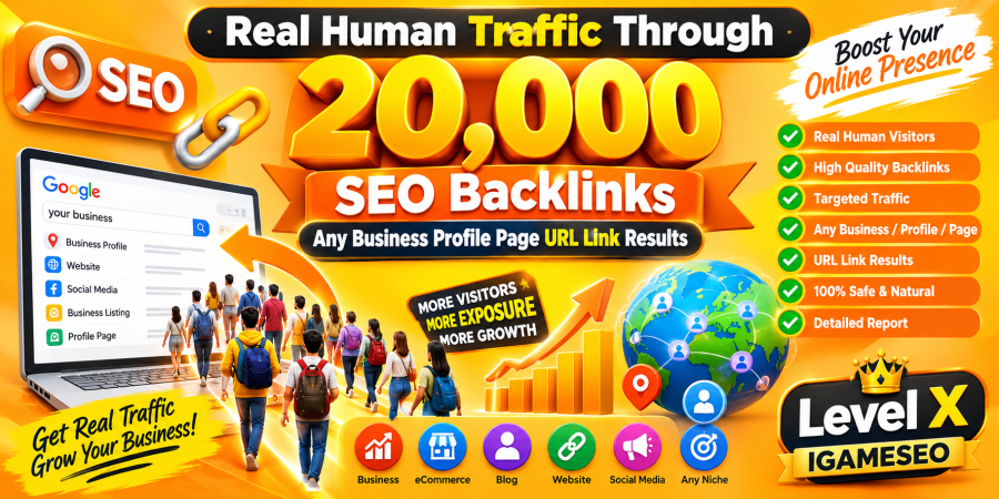 Real Human Traffic Through 20,000 SEO Backlinks Any Business Profile Page URL Link Results