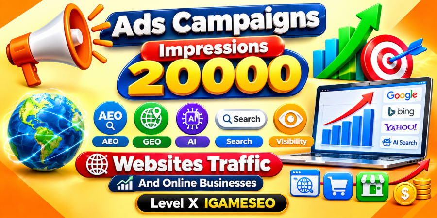 Ads Campaigns Impressions 20000 AEO GEO AI Search Visibility Websites Traffic And Online Businesses